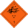 Label for Class 1 Dangerous Goods in Division 1.1, 1.2 or 1.3