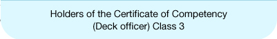 Holders of the Certificate of Competency (Deck officer) Class 3