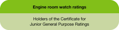 Holders of the Certificate for Junior General Purpose Ratings May serve as engine room watch ratings