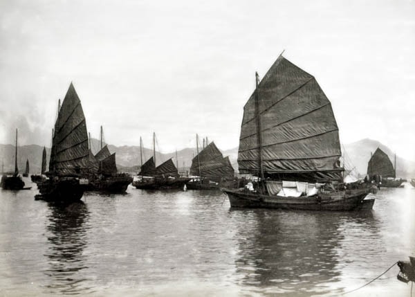 Junks in harbour 1880s