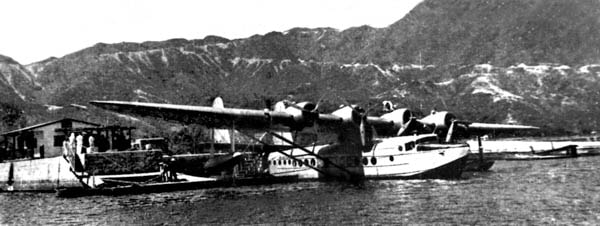 Seaplane berthed at the shore of Kai Tak in the 1930s
